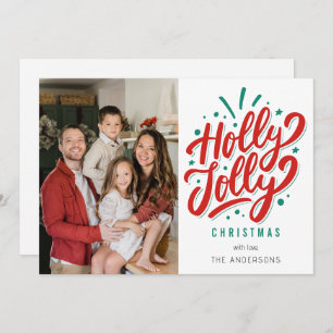 Holly Jolly Christmas Family Photo  Holiday Card
