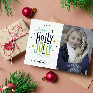 Holly Jolly Christmas Family Photo Holiday Card