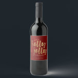 holly jolly christmas faux foil brush script wine label<br><div class="desc">Burgundy sophisticated background with faux gold glitter and heavy gold brush script  "holly jolly" for your perfect holiday items with additional script in sans serif font.</div>