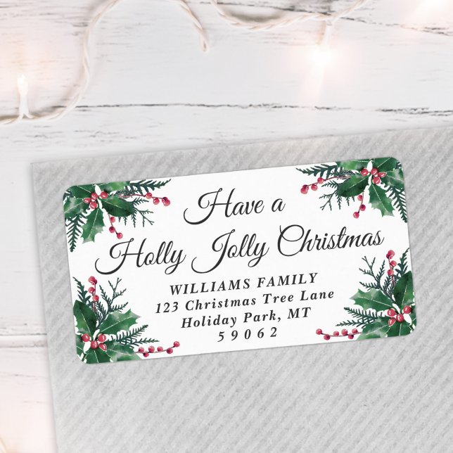 Holly Jolly Christmas Greenery Return Address Label (Creator Uploaded)