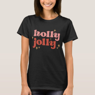 Holly Jolly Christmas Groovy Retro T-Shirt