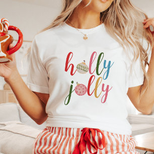 Holly Jolly Christmas Holiday Fun Typography Tri-Blend Shirt