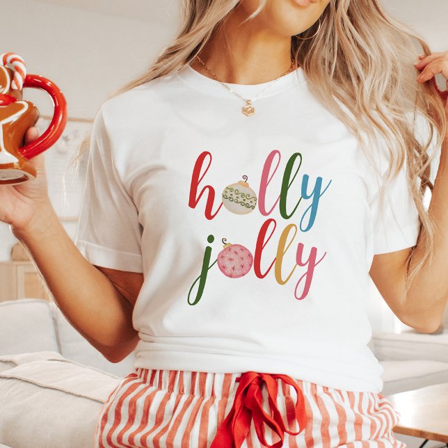 Holly Jolly Christmas Holiday Fun Typography Tri-Blend Shirt (Creator Uploaded)