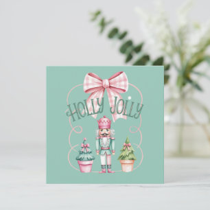 Holly Jolly Christmas Nutcracker Coquette Preppy Holiday Card