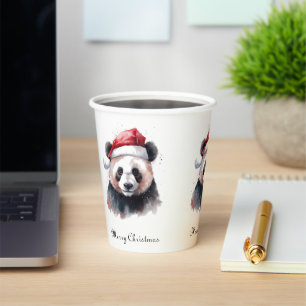 Holly Jolly Christmas Panda, custom Paper Cups