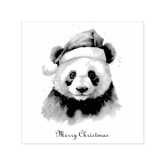Holly Jolly Christmas Panda, custom Self-inking Stamp (Design)