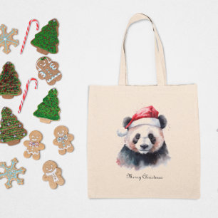 Holly Jolly Christmas Panda, custom Tote Bag