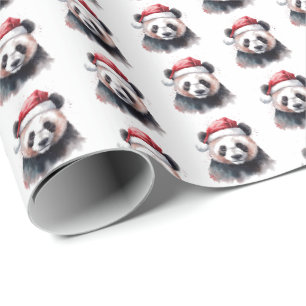 Holly Jolly Christmas Panda Wrapping Paper