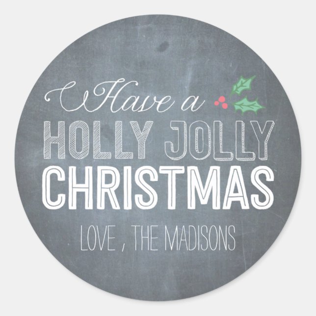Holly Jolly Christmas Sticker or Envelope Seal (Front)