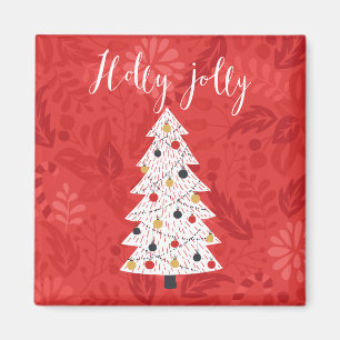 Holly Jolly Christmas Tree Illustration A Holly Magnet