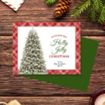 Holly Jolly Christmas Tree Plaid Christmas Holiday Card<br><div class="desc">This traditional design features a snowy Christmas tree with lights on a plaid background. Click the customise button for more flexibility in modifying the text and the graphics! Variations of this design as well as coordinating products are available in our shop, zazzle.com/store/doodlelulu. Contact us if you need this design applied...</div>