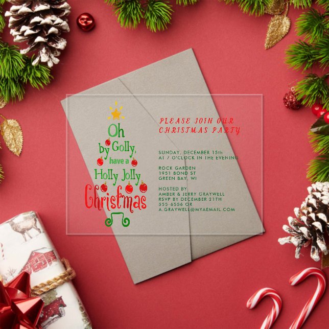 Holly Jolly Christmas Typography Classic Song Acrylic Invitations (Insitu (Holiday))