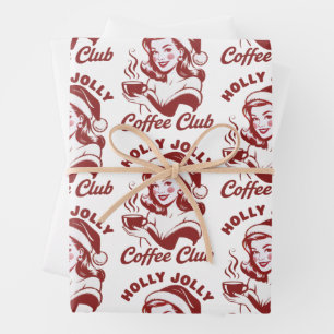 Holly Jolly Coffee Club Snarky Christmas Sarcastic Wrapping Paper Sheet