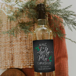 Holly Jolly | Custom Christmas Wine Label<br><div class="desc">Customise these festive holiday wine labels with two lines of custom text to create a perfect hostess gift or personalised touch to your Christmas dinner spread. Rustic chalkboard labels feature "have a holly jolly Christmas" in white hand lettered script accented with red and green holly berries and leaves.</div>