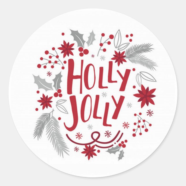 Holly Jolly Customisable Christmas Stickers (Front)