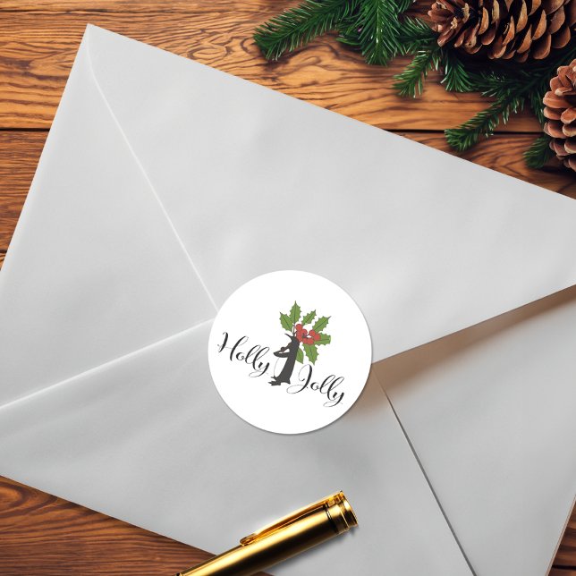 Holly Jolly Cute Funny Penguin Christmas Classic Round Sticker (Creator Uploaded)