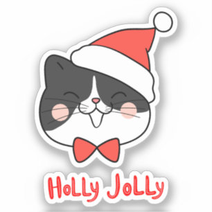 Holly Jolly Cute Kawaii Santa Cat Christmas