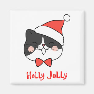 Holly Jolly Cute Kawaii Santa Cat Magnet