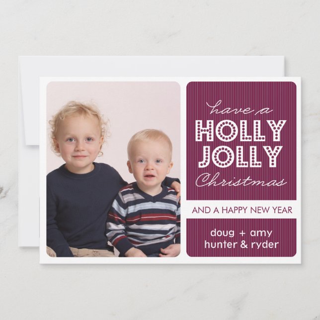 'Holly Jolly' (DEMICK) Holiday Photo Card (Front)