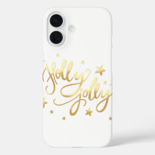 Holly Jolly   Elegant Gold Faux Foil Script iPhone 16 Case