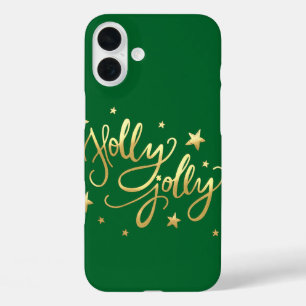 Holly Jolly   Elegant Gold Faux Foil Script iPhone 16 Plus Case