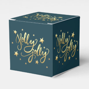 Holly Jolly Elegant Gold Faux Foil Script Favour Box