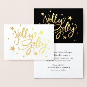 Holly Jolly Elegant Gold Faux Foil Script Foil Card