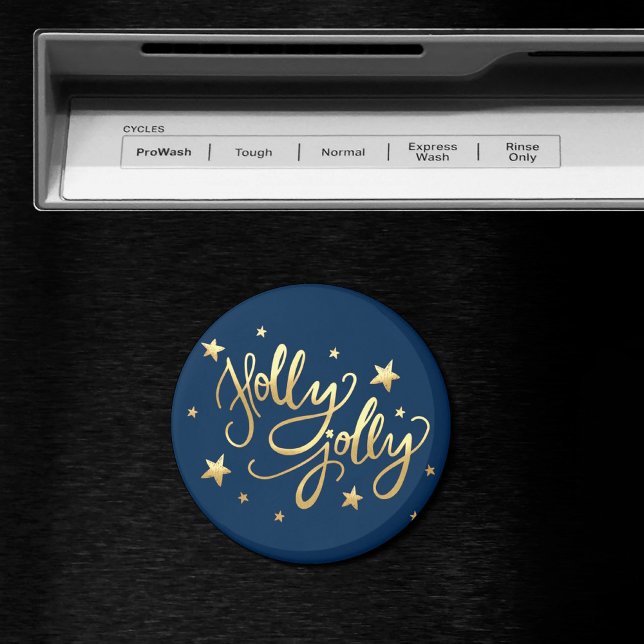Holly Jolly | Elegant Gold Faux Foil Script Magnet (Creator Uploaded)
