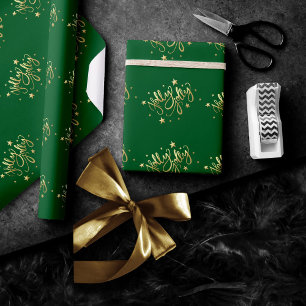 Holly Jolly   Elegant Gold Faux Foil Script Wrapping Paper
