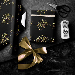 Holly Jolly   Elegant Gold Faux Foil Script Wrapping Paper