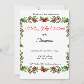 Holly Jolly Family Christmas Party  Invitation
