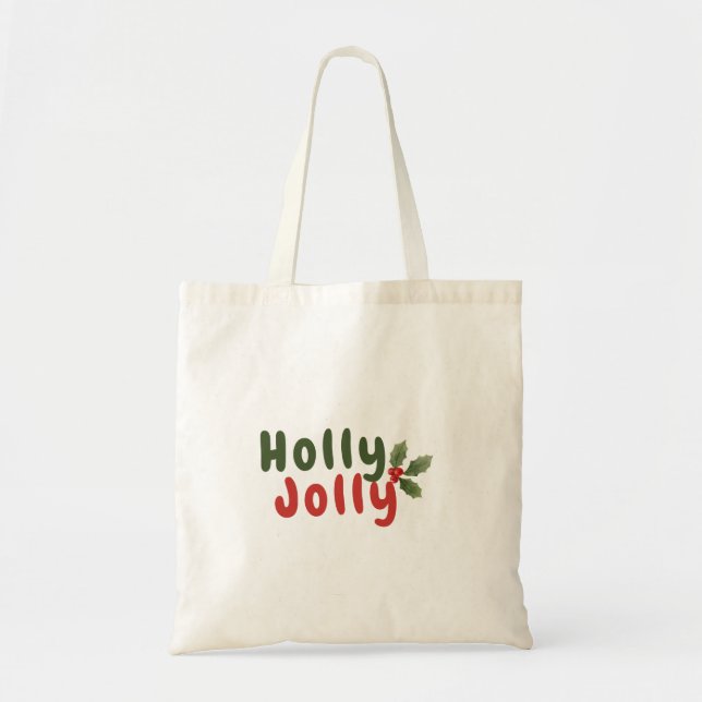 Holly Jolly – Festive Holiday Font with Holly Icon Tote Bag (Front)