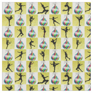 HOLLY JOLLY FIGURE SKATER CHRISTMAS DESIGN FABRIC