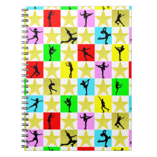 HOLLY JOLLY FIGURE SKATER CHRISTMAS DESIGN SPIRAL NOTEBOOK