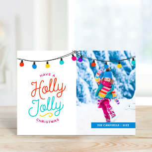 Holly Jolly Folded Holiday Photo Greeting Card