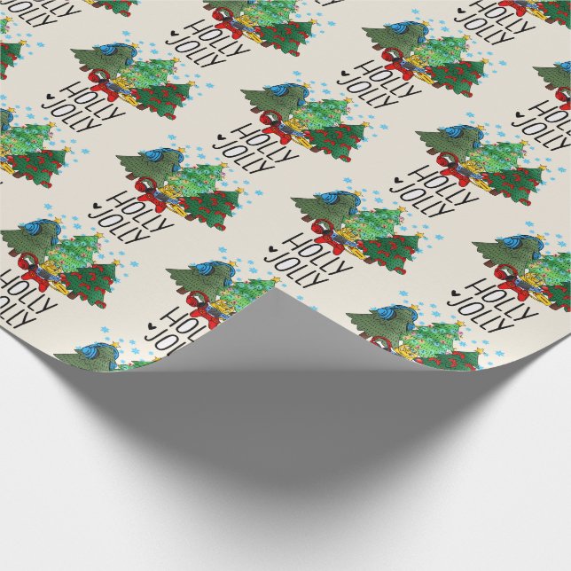Holly Jolly Gamer Christmas Tree Wrapping Paper (Corner)