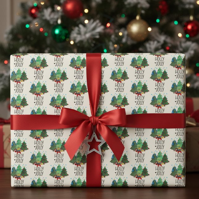 Holly Jolly Gamer Christmas Tree Wrapping Paper (Holly Jolly Gamer Christmas Tree Wrapping Paper)