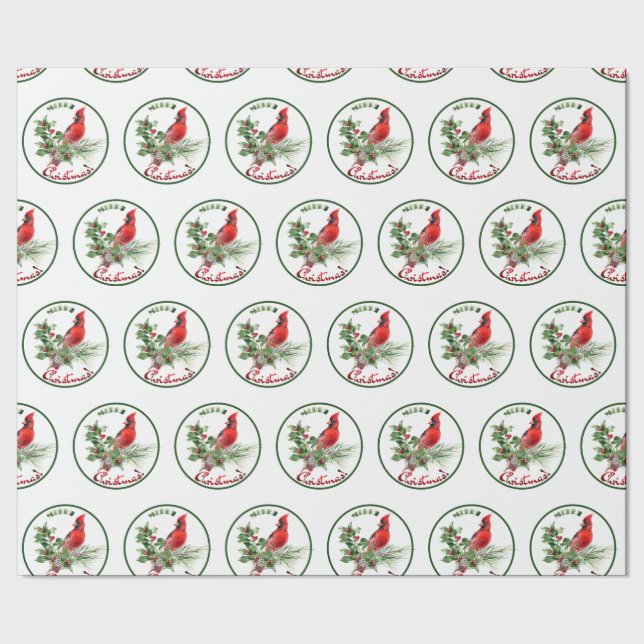 Holly Jolly Greetings of Christmas Wrapping Paper (Seam)