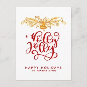 Holly Jolly Happy Holidays Postcard