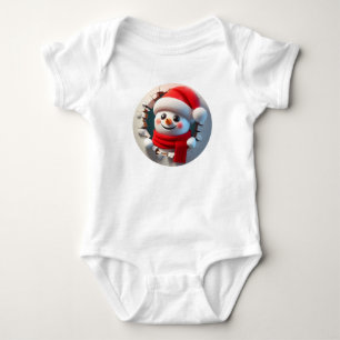 Holly Jolly Happy Snowman Bursting Out Baby Bodysuit