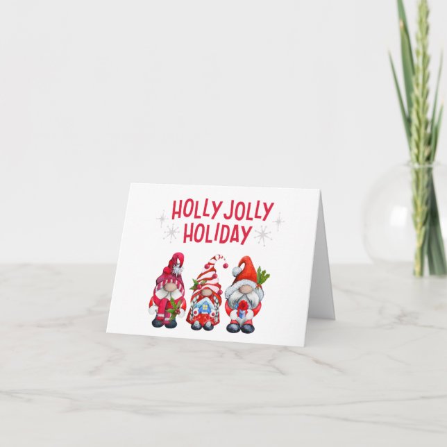 Holly Jolly Holiday Gnomes    Card (Front)