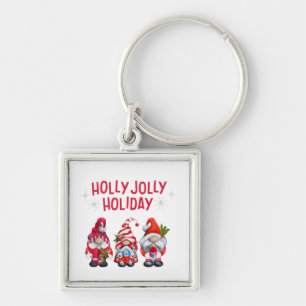 Holly Jolly Holiday Gnomes Key Ring