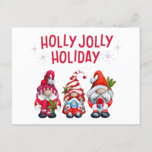 Holly Jolly Holiday Gnomes    Postcard