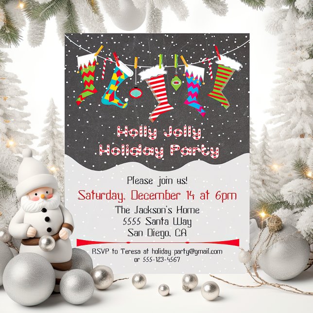 Holly Jolly Holiday Party Hanging Stockings Invite (Creator Uploaded)