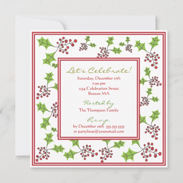 Holly Jolly Holiday Party Invitation (Front)