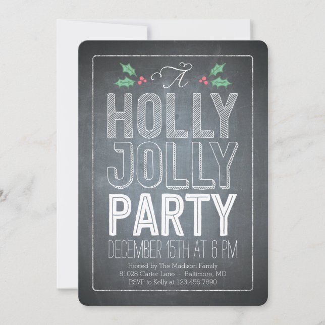 Holly Jolly Holiday Party Invitation (Front)