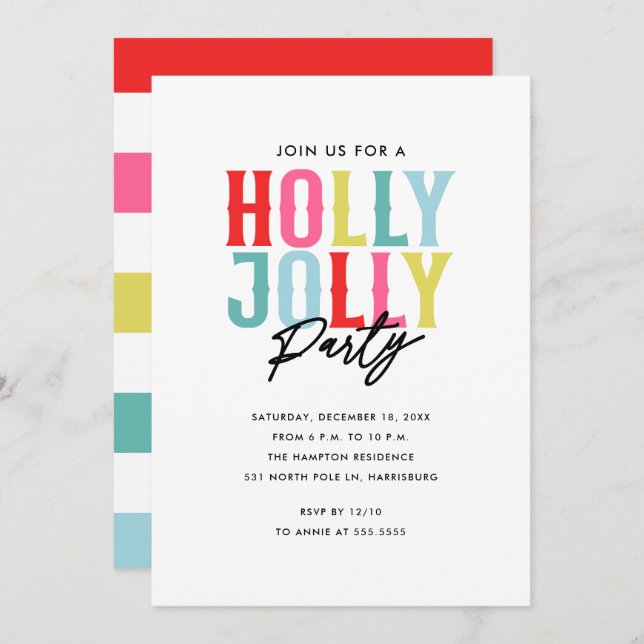 Holly Jolly Holiday Party  Invitation (Front/Back)