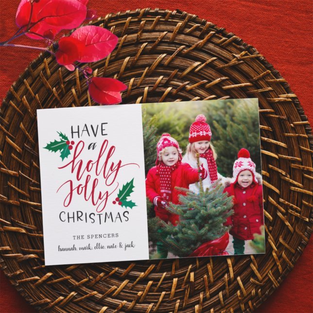 Holly Jolly | Holiday Photo Collage Card (Creator Uploaded)