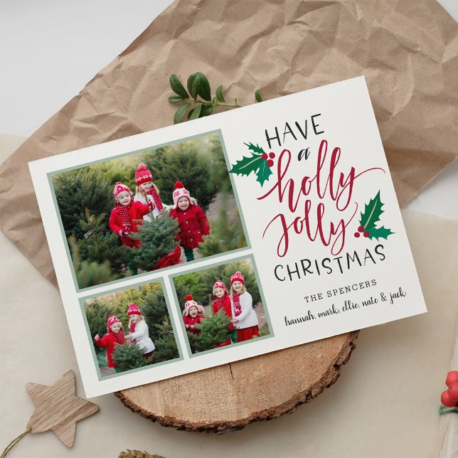 Holly Jolly | Holiday Photo Collage Card (Creator Uploaded)
