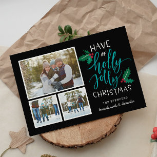 Holly Jolly   Holiday Photo Collage Card